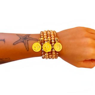 Mix Kit de 5 Pulseiras Cigana Ciganos Povo do Oriente em Cristais de Vidro 8mm