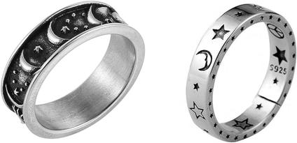 Moda estrela lua anéis de casal jóias simples