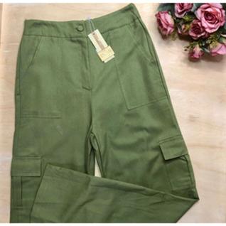 MODAS DOMI Calça Alfaiataria Cargo Elastico na Cintura 109