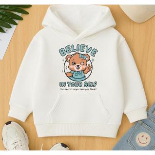 Moletom Canguru Infantil Feminino Acredite em Você Ursinha Fofo Delicado Agasalho Inverno 