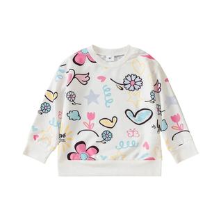 Moletom Feminino Com Gola Redonda E Estampa De Flor Com Grafite, Manga Comprida, Casual, P