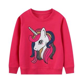 Moletom Infantil 100% Algodão, Manga Comprida, Gola Redonda, Estampa De Unicórnio, Quente,