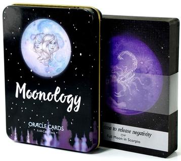 Moonology Oracle em Lata Com Bordas Pretas Oráculo Das Fases Da Lua Baralho De Cartas De T