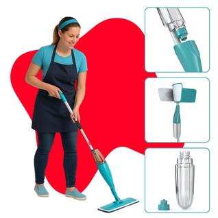 Mop Spray Rodo Mágico Esfregão Limpeza com Tanque de Água Premium Limpo e Seco Prático par