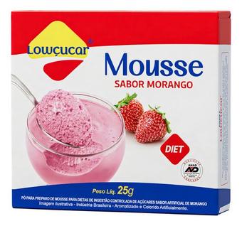 Mousse Em Pó Diet Zero Sabor Morango Lowçucar 25g