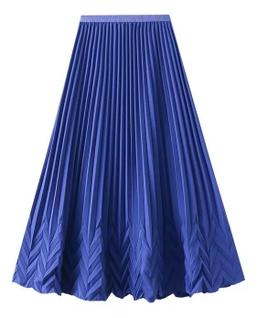 N-F3712-Saia Feminina Plissada Chique Luxo Festa Elegante Solta M38