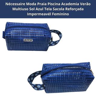 Necessaire Moda Praia Piscina Academia Verão Multiuso Sol Azul Tela Sacola Reforçada Imper