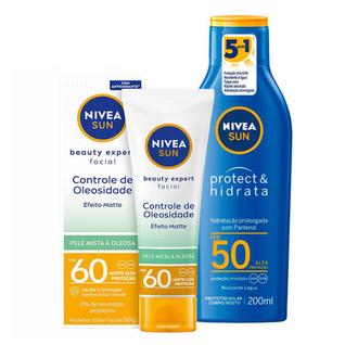 NIVEA Kit  Protetor Solar Sun Protect & Hidrata FPS50 200ml + Protetor Solar Facial Sun Be
