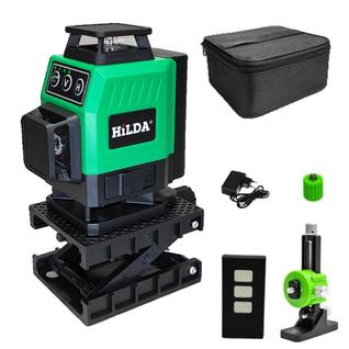 Nível A Laser 16 Linhas Verde Hilda 4d 360 Recarregável Compacto Prumo Esquadro Com Contro