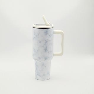Novidade! Copo Térmico Nuvens e Marmare em Aço Inox 1200 ml Com Alça e canudo