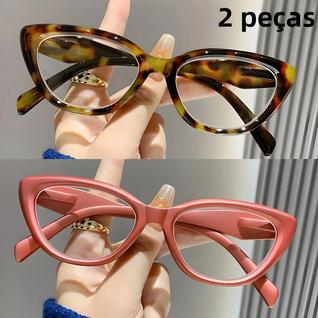 Óculos De Leitura Femininos Retrô Olho De Gato Anti-Luz Azul Para Rosto Quadrado E Redondo