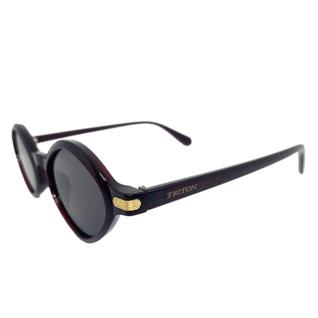 Óculos de Sol Feminino Triton MG3524-C5 Ova Armação Acetato Vinho Lentes Fumê UV400 Luxo