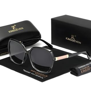 Óculos De Sol Femininos De Armação Grande Polarizados KINGSEVEN Anti-UV400 Estilo Borbolet