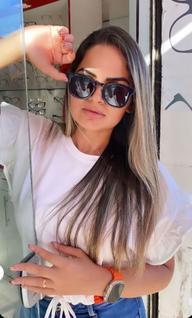 Oculos de sol  redondo estilo gato marrom lente clara feminino