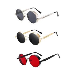 Óculos De Sol Unissex Vintage Com Armação Redonda De Metal Estilo Gótico Steampunk UV400 Ó