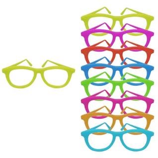 Óculos Sem Lentes Neon Colorido Nerd - 10 Unidades