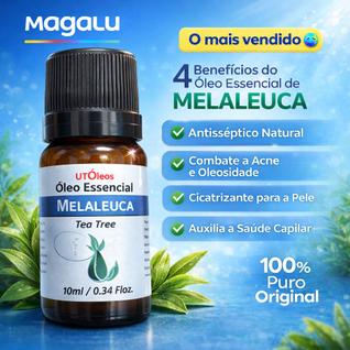 Óleo Essencial Melaleuca Tea Tree 10ml Puro Natural Vegano Qualidade Premium Aroma Intenso
