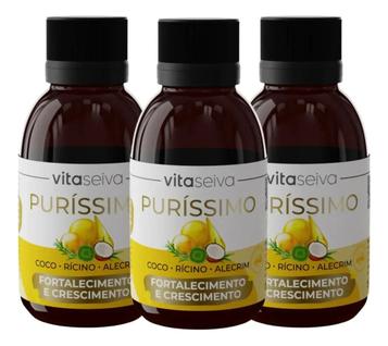 Oleo Para Cabelo Alecrim Coco Ricino Purissimo Umectação Capilar Óleo Trio de Ferro 3 Em 1