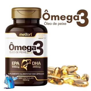 Ômega 3 óleo de peixe 120 cápsulas epa 540mg dha 360mg melfort