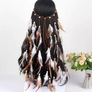 Ornamento De Cabelo Hippie Chic Boho Com Penas Decorativas Estilo Tribal Feminino Para Eve