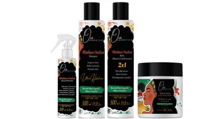 Oxê Cosmetics Minhas Ondas Shampoo e Balm Máscara e Modelador de Cachos e Spray Finalizado