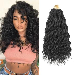 Pacote de cabelo de crochê Ocean Wave 18 polegadas, 8 pacotes sintéticos