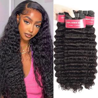 Pacotes de cabelo LUXEDIVA Deep Wave 100% Brazilian Curly 35-45cm