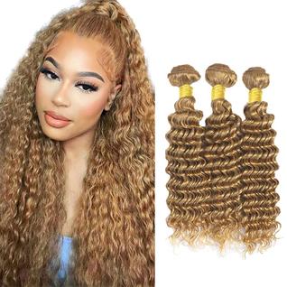 Pacotes de cabelo YOUNGHANN Honey Blonde Deep Wave 45-50cm 3x100g