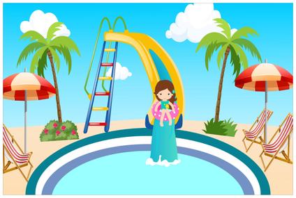 Painel de Lona Pool Party Festa na Piscina Tobogã