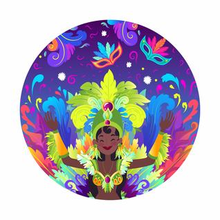 Painel de Lona Redondo Carnaval Samba Colorido Mulher Máscaras1x1m