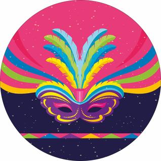 Painel de Lona Redondo Máscara Colorida Carnaval