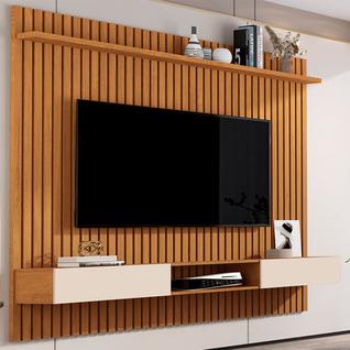 Painel para TV Até 70 Polegadas Vênus Ripado 2 Portas 1 Prateleira Nature/Off White 689 - 