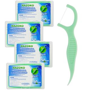Palhetas de fio dental RAZOKO Extra Strong Flosser Fresh Mint 200