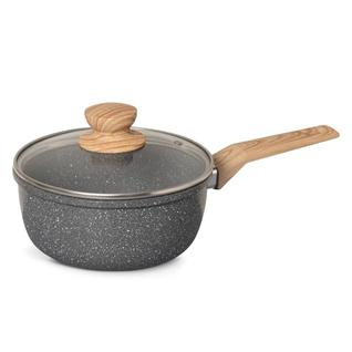 Panela Antiaderente Cerâmica Fundo Indução Cinza Marmorizado 20cm - Fratelli
