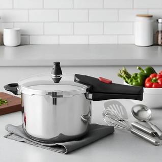 Panela de Pressão Inox Brinox 4 Litros Fundo Triplo para Todos Fogões Indução, Gás e Elétr