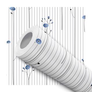 Papel De Parede Adesivo Lavável Cozinha Floral Classico Flor Azul