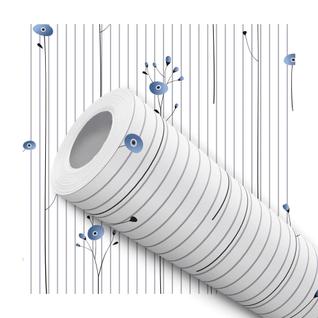 Papel De Parede Adesivo Lavável Cozinha Floral Classico Flor Azul