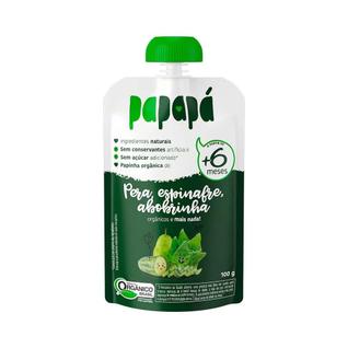 Papinha Orgânica Papapá Sabor Pera, Espinafre e Abobrinha 100g