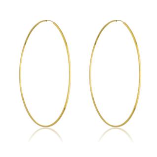 Par De Brincos Argola Redonda Grande 51mm Ouro 18k 750