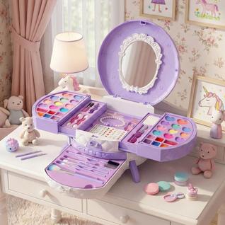 Para Presentear Maleta de Maquiagem Infantil Completa Kit Make Menina Paleta Sombra Pincei