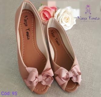 Peep Toe Rosê Laço Tiara