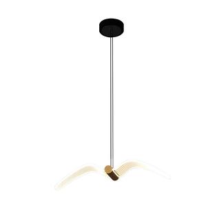 Pendente Águia Gaivota Pássaro Preto Com Dourado Led 3 Cores Moderno 12W Bivolt Para Cabec