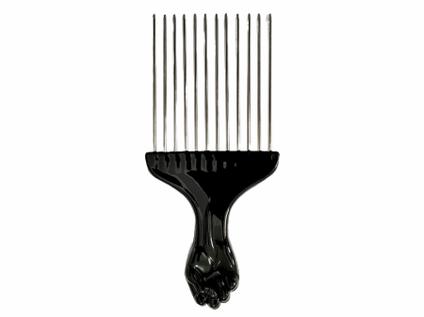 Pente Garfo Afro Black De Aço Cabelo Cacheados Barbeiro