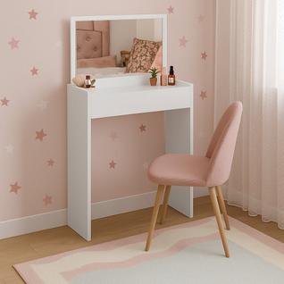 Penteadeira Mesa Maquiagem Quarto Camarim Branco Com Espelho