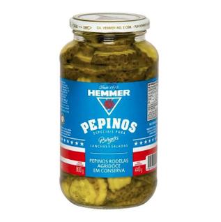 Pepinos em rodelas agridoce especial 440g hemmer