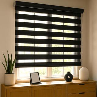Persiana Double Vision Sunny 140larg x 160alt Total Black (com bandô)