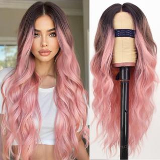 Peruca AISI HAIR Ombre Rosa Sintética Resistente ao Calor 66cm