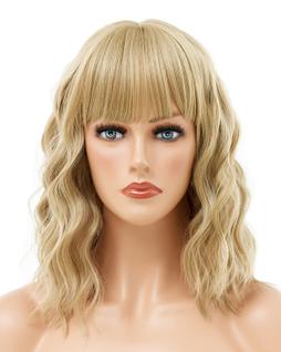 Peruca AWINGGILA Blonde Short Bob com franja  branca