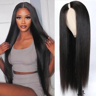 Peruca De Cabelo Humano Liso Preto Natural, Densidade 250, Sem Necessidade De Deixar Cabel