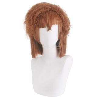 Peruca de cosplay, anime, marrom, cabelo curto em camadas com franja de 35 cm